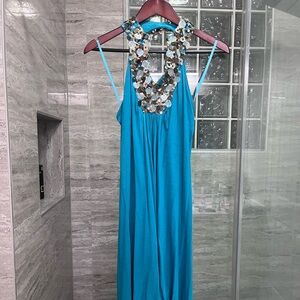 Poupette St Barth Turquoise Halter Dress